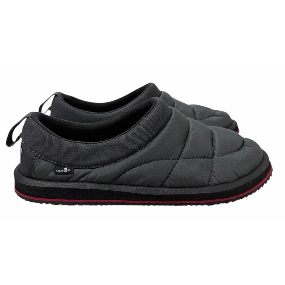 Sanuk Puff N Chill Mock Thermal Puffy Slippers Gunmetal Mens Size 9